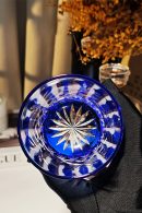 Edo Kiriko lapis blue whiskey glass with star cut design