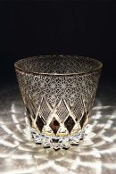 Edo Kiriko shadow whiskey glass with diamond cut and gift box