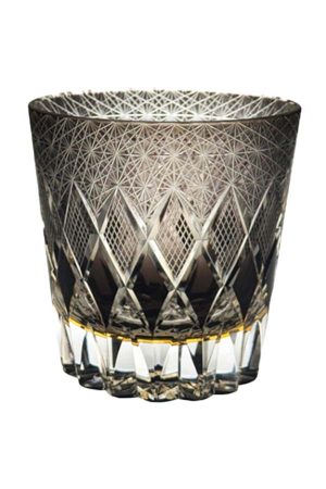 Edo Kiriko shadow whiskey glass with diamond cut and gift box