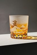 Hand-carved Great Wave whiskey glass with Edo Kiriko pattern