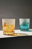 Hand-carved Great Wave whiskey glass with Edo Kiriko pattern