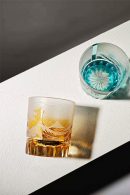 Hand-carved Great Wave whiskey glass with Edo Kiriko pattern