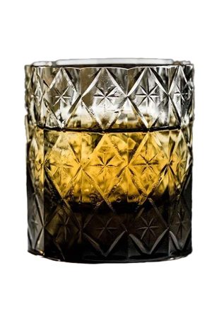 Black Edo Kiriko whiskey glass with starburst engravings in K9 crystal