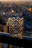 Hand-cut Shippō patterned Edo Kiriko whiskey glass in clear lead-free crystal