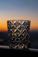 Hand-cut Shippō patterned Edo Kiriko whiskey glass in clear lead-free crystal