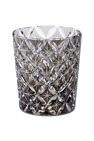 Hand-cut Shippō patterned Edo Kiriko whiskey glass in clear lead-free crystal
