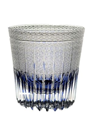 Edo Kiriko Mugwort Cut Crystal Whiskey Glass on mirror background