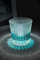 Edo Kiriko Mugwort Cut Crystal Whiskey Glass on mirror background